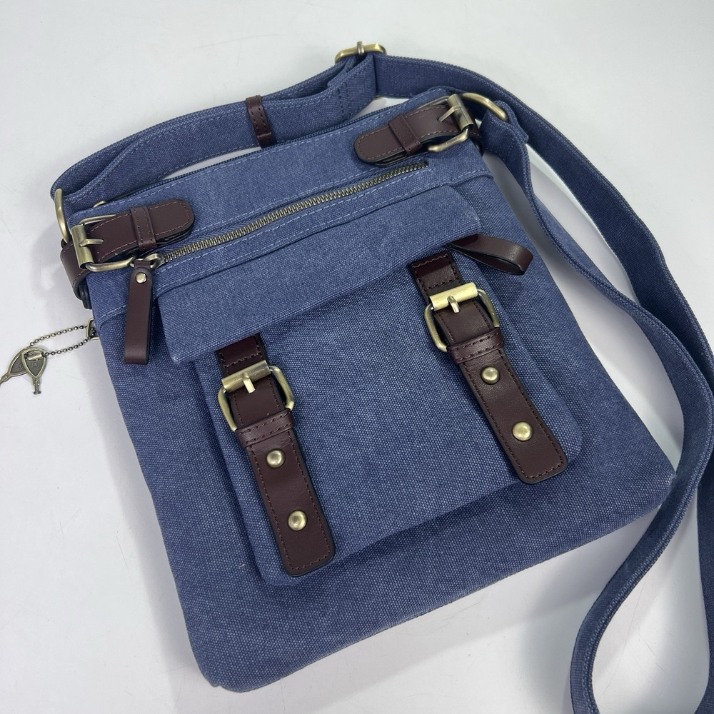 Jesse James Bailey Concealed Carry Canvas Crossbody Purse Blue *No Holster*